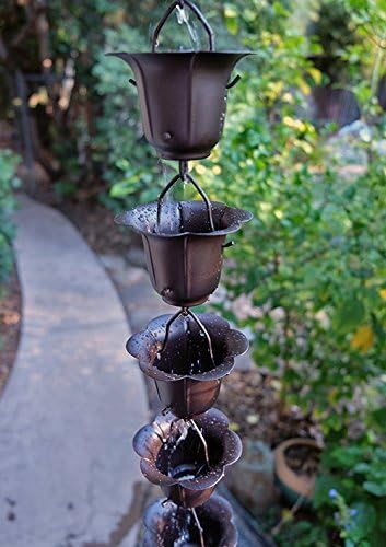 Nutshell Stores Flower Cups Rain Chain - Bronze - 13 Feet