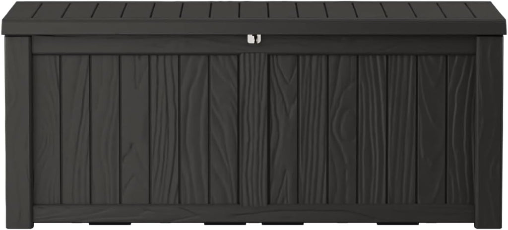 150 Gallon Outdoor Storage Box Waterproof Lockable Resin Deck Box Large, Patio Storage Bin for Pool Accessories Cushion Furniture, Garden Tools, UV-Resistant Outside Delivery Black