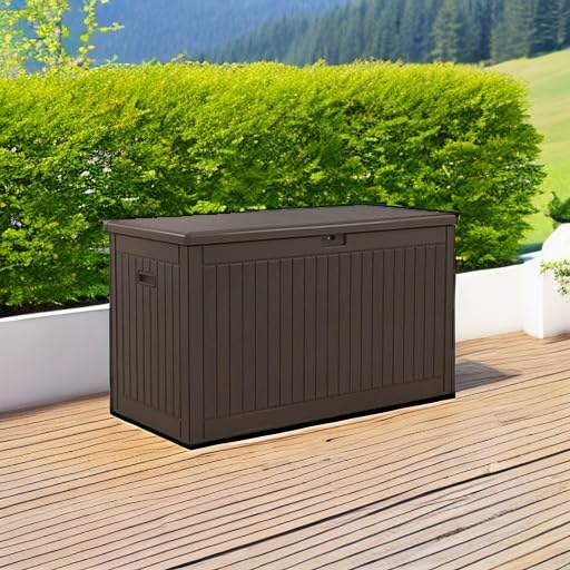 YITAHOME 260 Gallon Extra Large Deck Box, Double-Wall Resin Outdoor Storage Box with Flexible Divider for Patio Cushions Pool Supplies Garden Tools, 1000lbs Load Capacity, Lockable&Waterproof (Brown)