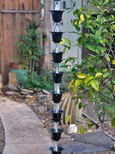Nutshell Stores Flower Cups Rain Chain - Black - 8 Feet
