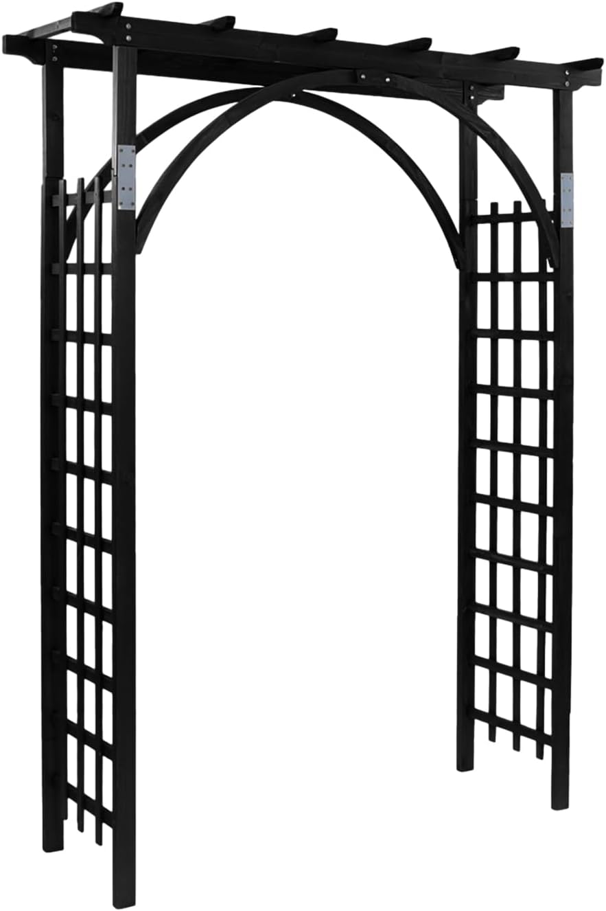 VINGLI 85in Wooden Arbor, Wedding Arch for Ceremony, Wood Trellis for Plant Climbing, Christmas Decor Pergola for Garden Backyard, Lawn (Black)