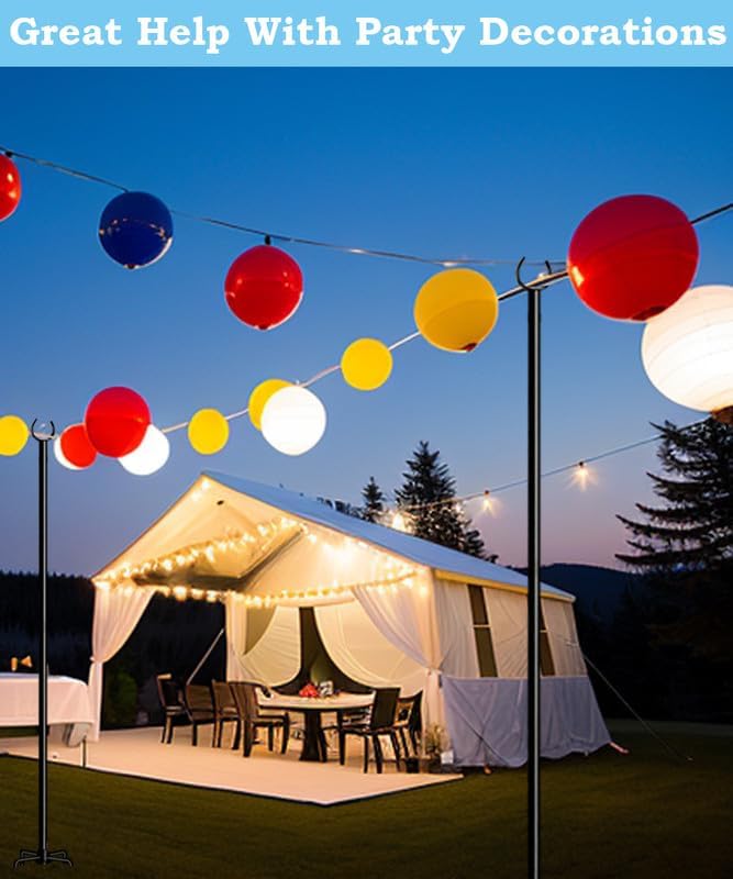 String Light Pole Stand for Outdoor String Lights Hanging, Use for Backyard, Garden, Patio, Party, Festival, Wedding, Picnic, 10FT, Matte, 2 Poles