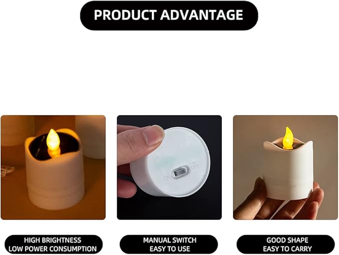 Solar Candle Lights,Flameless Candle Lights,Solar Rechargeable Tea Wax lamp,6 flameless Candle Light, Suitable for Wedding, Valentine's Day, Halloween, Christmas (Solar Candle Light)