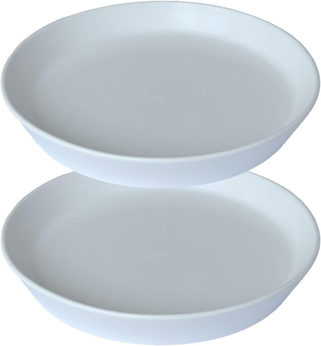 2 Pack 8 Inch Flower Pot Saucers - 9 Inch (8.7 Inch) Ceramic Plant Saucer for Outdoors & Indoors - Glazed Ceramic Plant Pot Trays for Water Drainage - Durable & Stylish Round Plant Tray