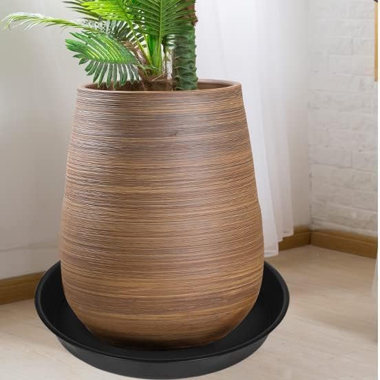 1 Pack of Plant Saucer Tray 14 inch, Heavy Duty Plastic Pot Plant Drip Trays Saucers for for Indoors Outdoor, Plant Water Tray for Planters (14", Black)