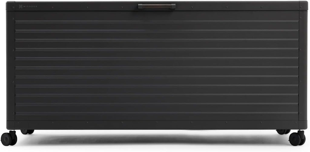 281 Gallon Outdoor Storage Box Waterproof with Wheels, Metal Deck Boxfor Patio Furniture, Garden Tools, Outdoor Cushion, Charcoal