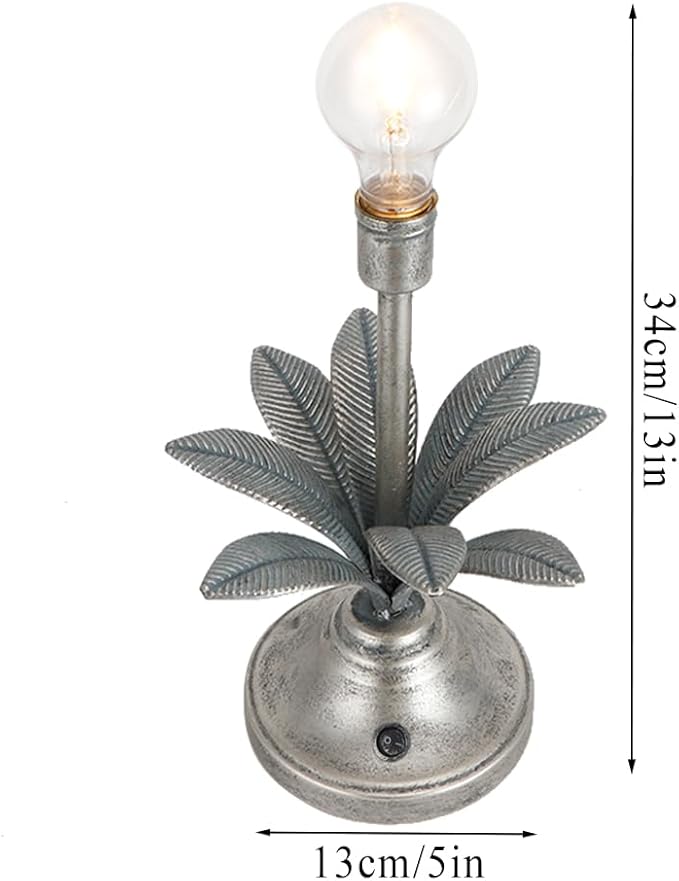 JHY DESIGN Battery Operated Lamp 13''H Vintage Decorative Cordless Lamp with LED Bulb Small Table Lamp for Bedroom Living Room Bedroom Kitchen Wedding Patio Home Decor (Antique Silver)