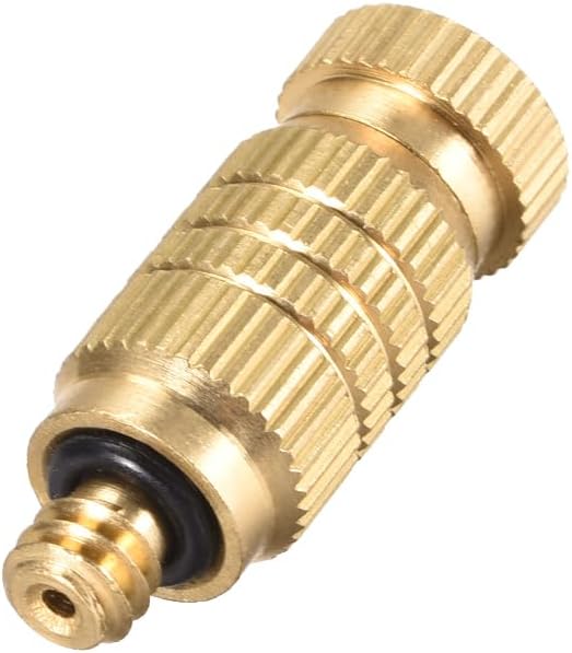 uxcell Brass Misting Nozzle - 3/16-inch Threaded 0.4mm Orifice Dia Fogging Spray Head for Outdoor Cooling System - 5 Pcs Golden