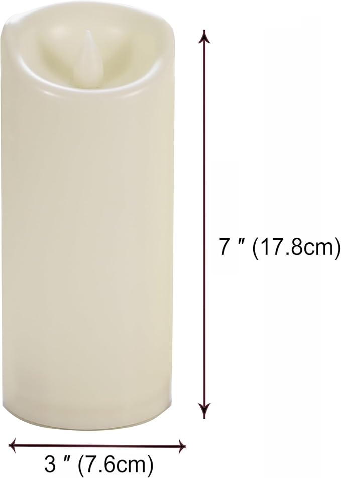 CANDLE CHOICE Waterproof Outdoor Battery Operated Flameless Candles with Timer Flickering Plastic Resin Electric LED Pillar Lights for Lantern Patio Garden Wedding Party Decorations 3x7 Inches 2 Pack