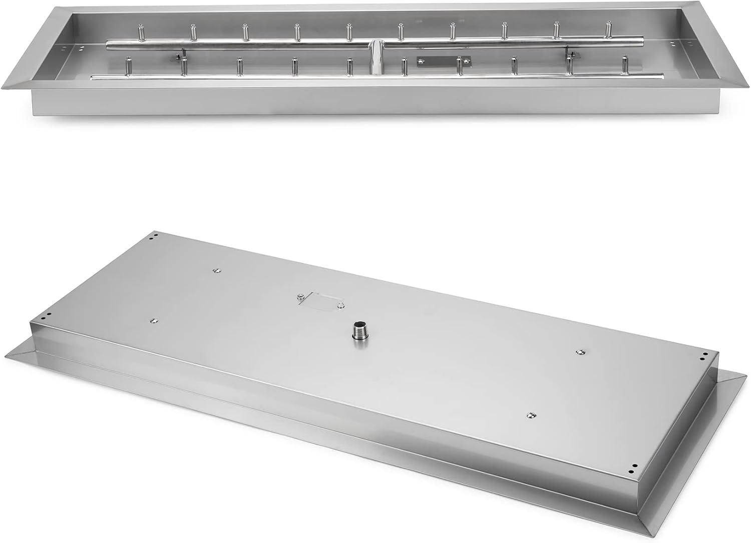 Stanbroil 36 x 12-Inch Rectangle Drop-in Fire Pit Pan with Jet Burner, 304 Stainless Steel Gas Firepit Insert for DIY Firepit Table, High Flame150,000 BTU Max