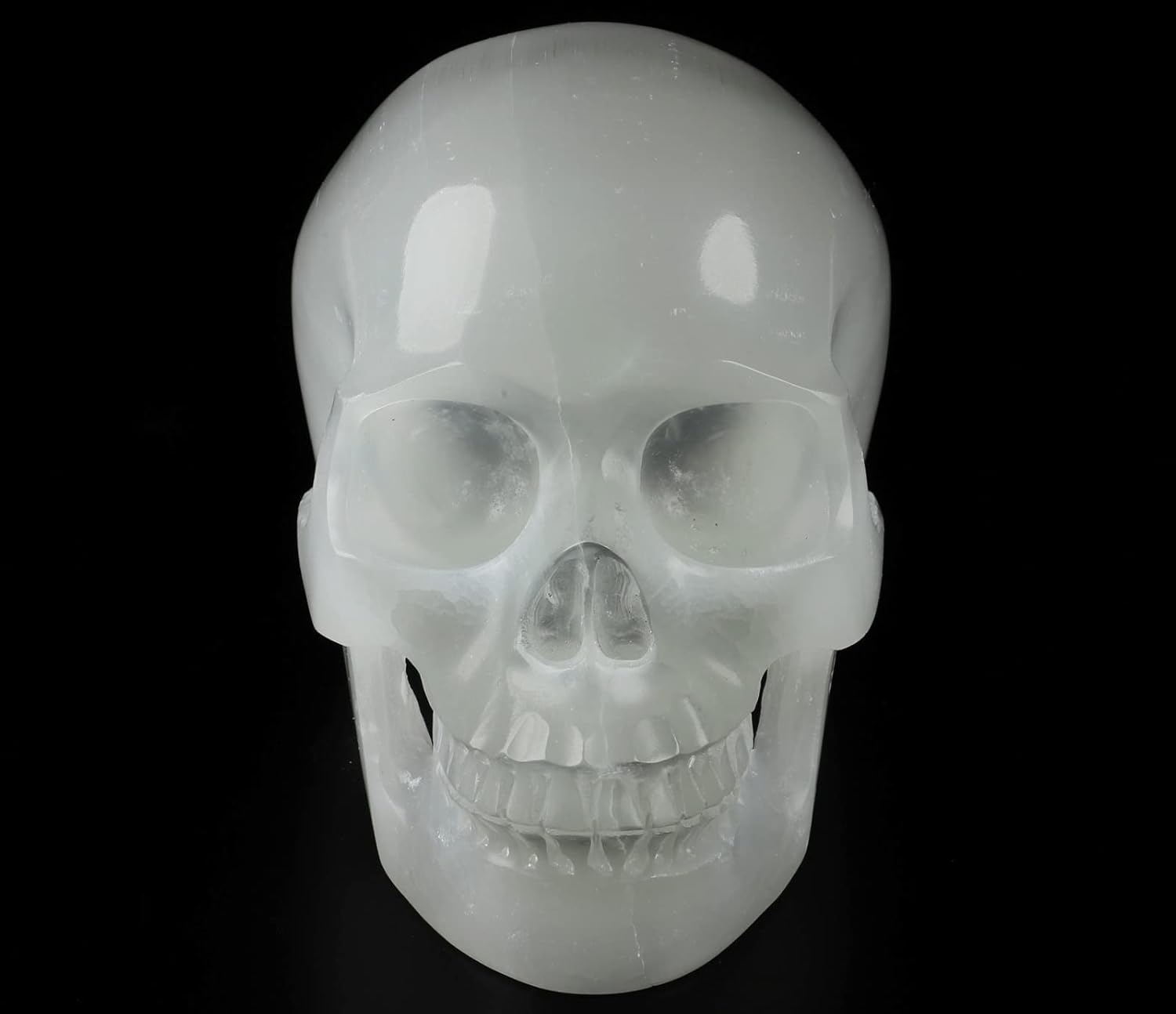 Skullis 5.0" Selenite Hand Carved Crystal Skull, Super Realistic, Crystal Healing, Hand Carved Gemstone Fine Art Sculpture, Reiki Healing Stone Statue.2021 Z8