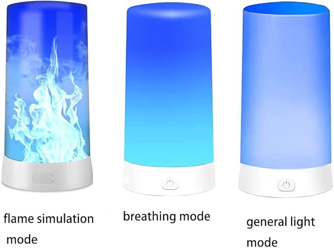 Led Flame Light,USB Rechargeable LED Fire Candles Outdoor Hanging Lamps with Remote for Home Party Halloween Christmas Decoration (Blue)