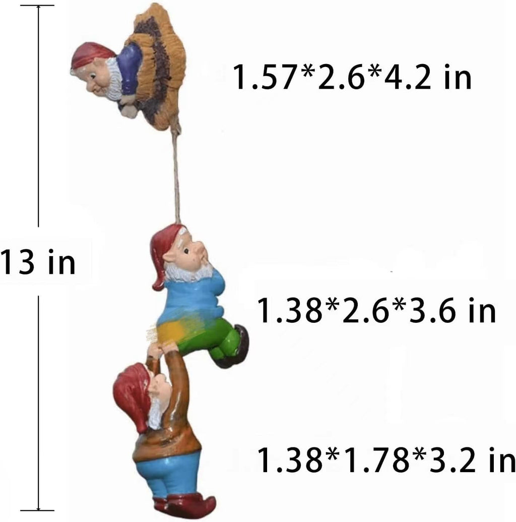 Gnome Statue Gift Climbing Rope Garden Gnomes Statue, Resin Garden Gnome Tree Hugger Outdoor Decor Accessories, Miniature Figurines Micro Garden Gnome Landscape Figurine for Lawn Balcony Patio