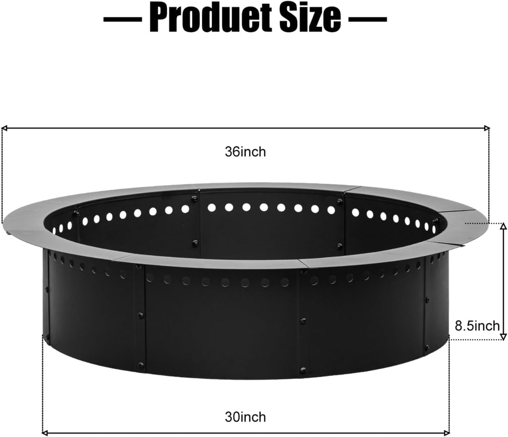 36 inch Fire Ring, Large Round Firepit Insert,Fire Pit Ring for Camping, Wood Burning Fire Pit for Yard,Garden,Outdoor Fireplace, DIY Fire Rings for Outside