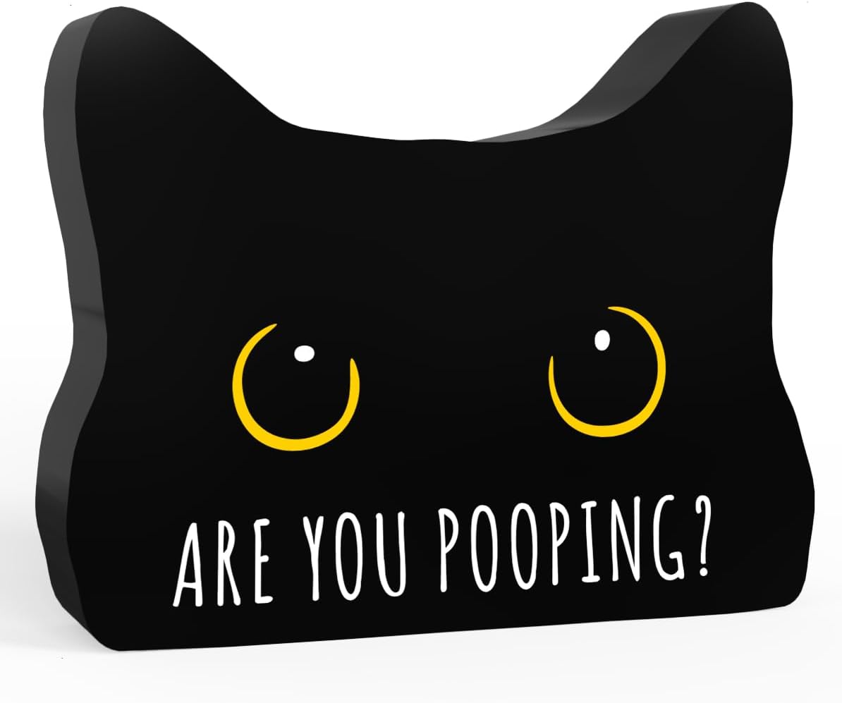 Black Cat Decor Halloween Cat Bathroom Decor Are You Pooping Funny Bathroom Acrylic Decors Sign Cat for Home Bathrooms Cats Lover Gifts For Women Men Halloween Christmas