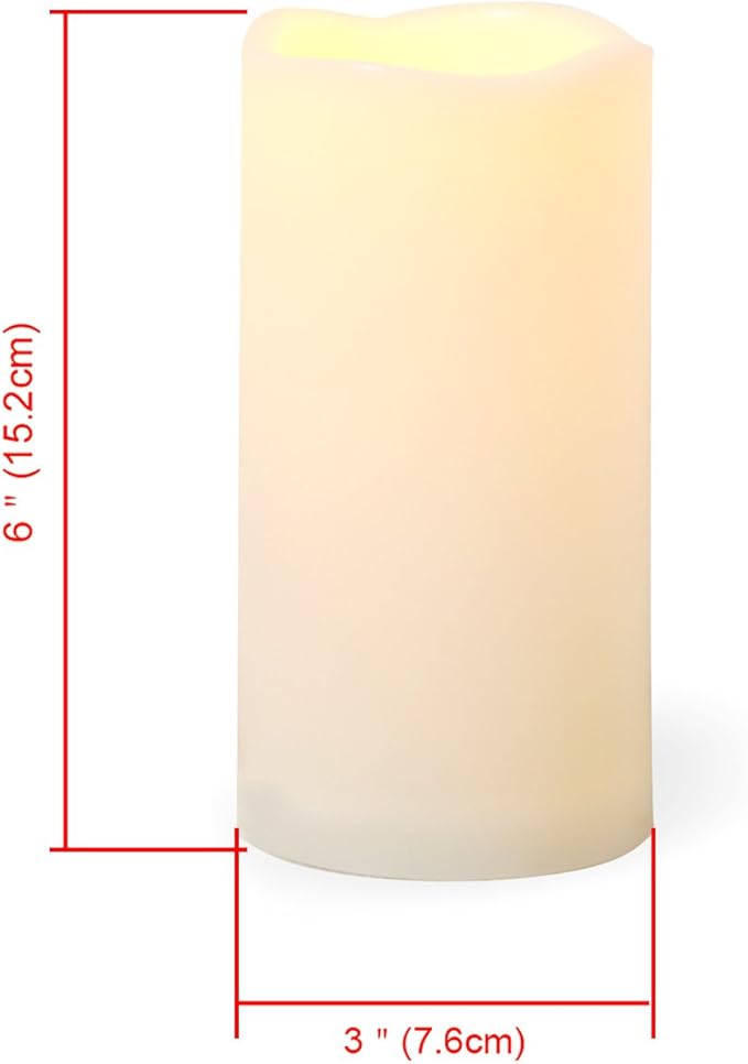 iZAN 3-Pack Outdoor Flameless LED Battery Operated Candles with Remote Waterproof Flickering Electric Pillar Candles for Halloween Chirstmas Home Wedding Party Festival Décor Long Battery Life 3”x6”