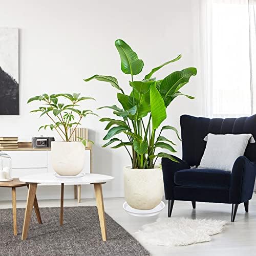 4 Pack of 16 inch Plant Saucer White, Bird Bath Bowls, Heavy Duty Plastic Plant Saucer Round White