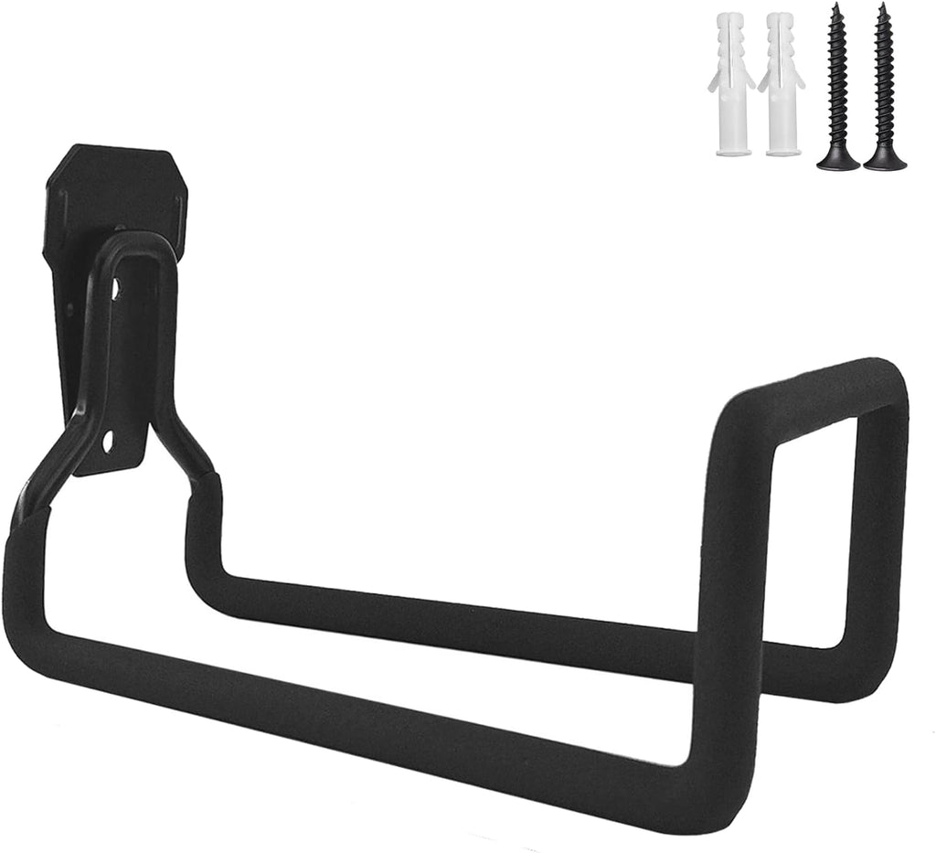 Metal Garden Hose Holder - Heavy Duty Wall Mounted Hose Reel for Outside, Hose Hanger, Sturdy Water Hose Storage, Easy Install, Versatile Use, Garden Hose Rack (Black 1pc)