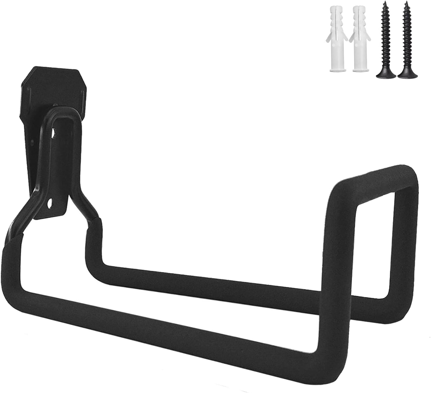 Metal Garden Hose Holder - Heavy Duty Wall Mounted Hose Reel for Outside, Hose Hanger, Sturdy Water Hose Storage, Easy Install, Versatile Use, Garden Hose Rack (Black 1pc)