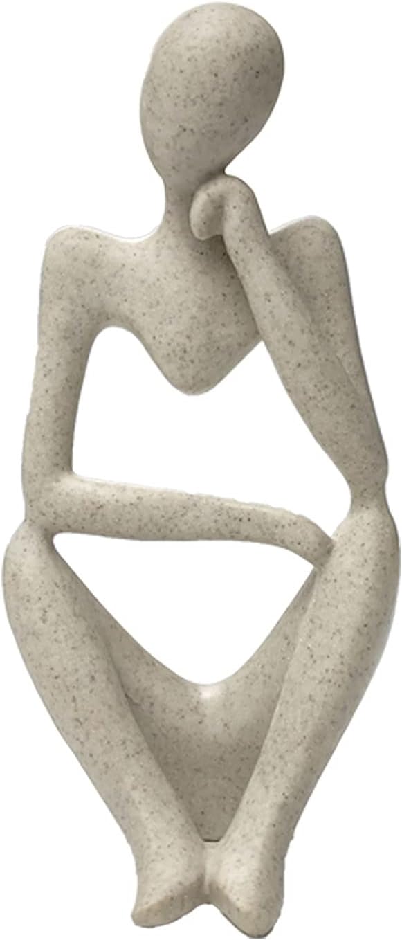 Sandstone Resin Thinker Style Abstract Sculpture Statue Collectible Figurines Home Office Bookshelf Desktop Decor(Sandstone - Right Reverie)