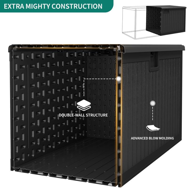 YITAHOME XL 150 Gallon Large Deck Box,Outdoor Storage for Patio Furniture Cushions,Garden Tools,Waterproof,Lockable (Black)