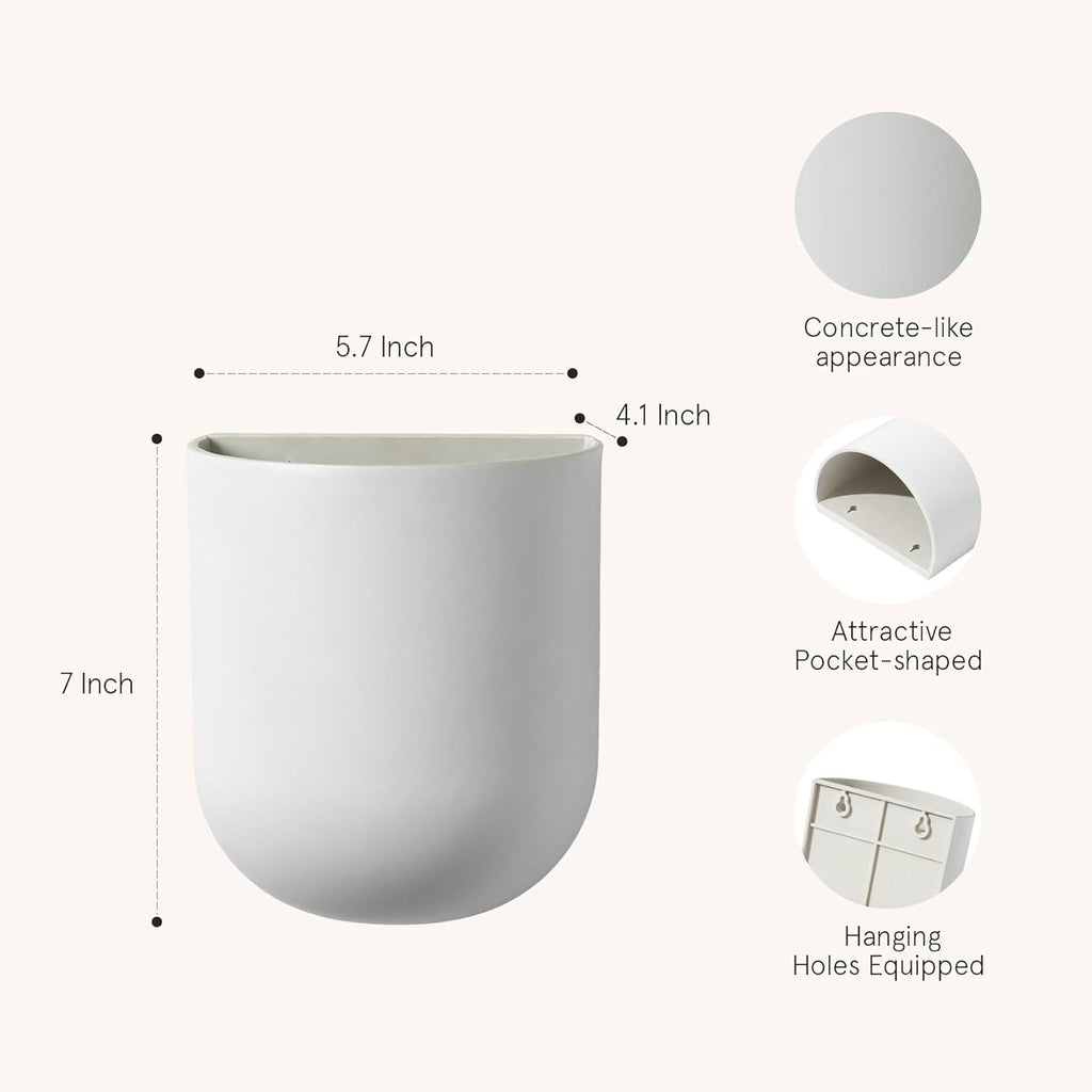 La Jolie Maison Wall Hanging Planters for Indoor Plants，Hanging Flower Pots for Air Plants Succulent, Set of 2, 6 Inch, Porcelain White