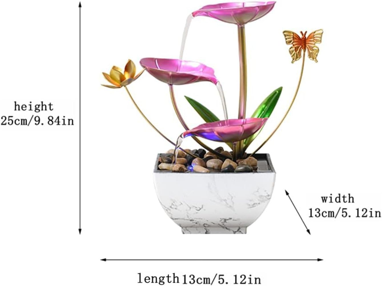 Pink Tabletop Water Fountain, USB Desktop Sleep Waterfall, Women Office Decor, Zen Garden for Desk