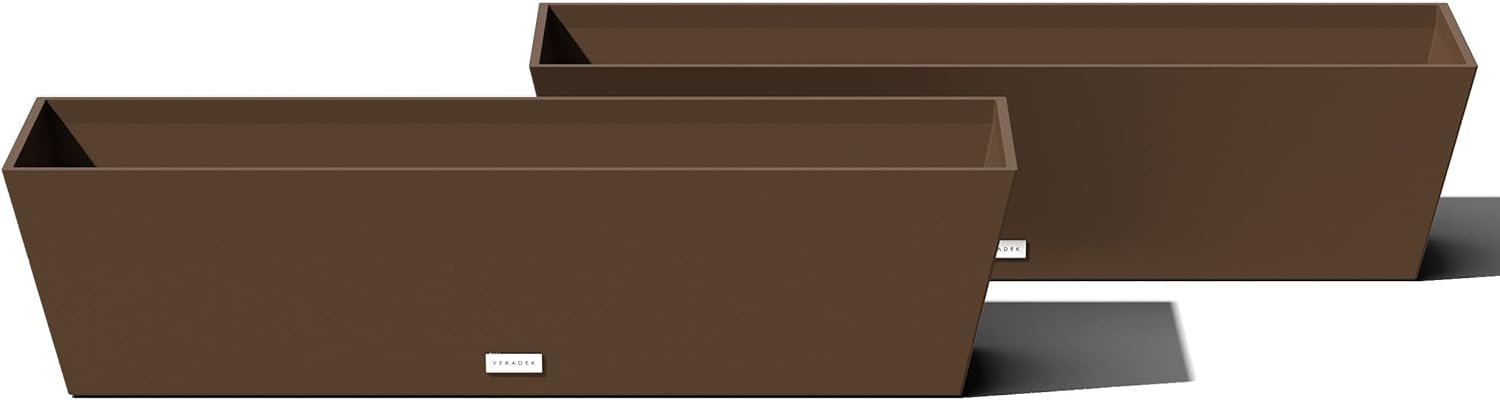 Veradek Pure Series Window Box Planter - Long Rectangular Planter for Indoor or Outdoor Windowsill/Balcony | Durable All-Weather Use with Drainage Holes | Modern Decor for Herbs, Small Plants, Flowers