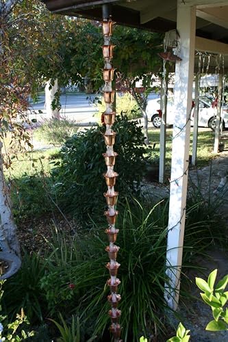 Nutshell Stores Flower Cups Rain Chain - Copper - 20 Feet