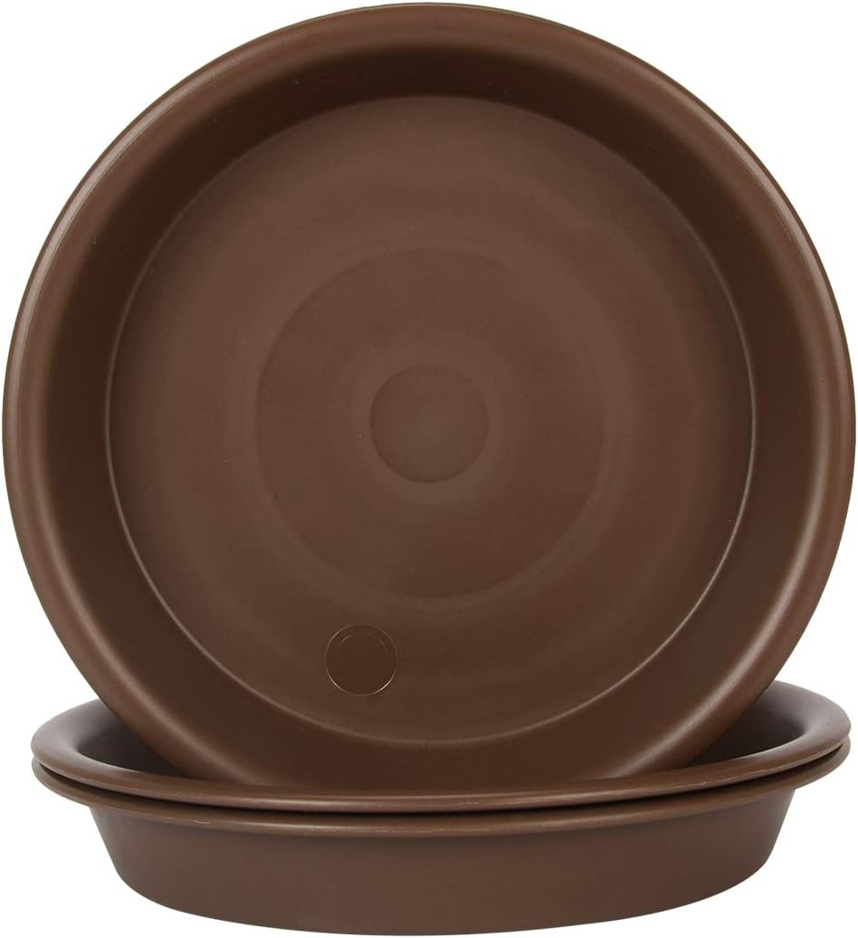 Plant Saucer 4 inch, Large Planter Durable Thicker Plastic Plant Trays for Indoors and Outdoor, Plant Saucer Drip Trays,Brown (4" - 3 Pack)
