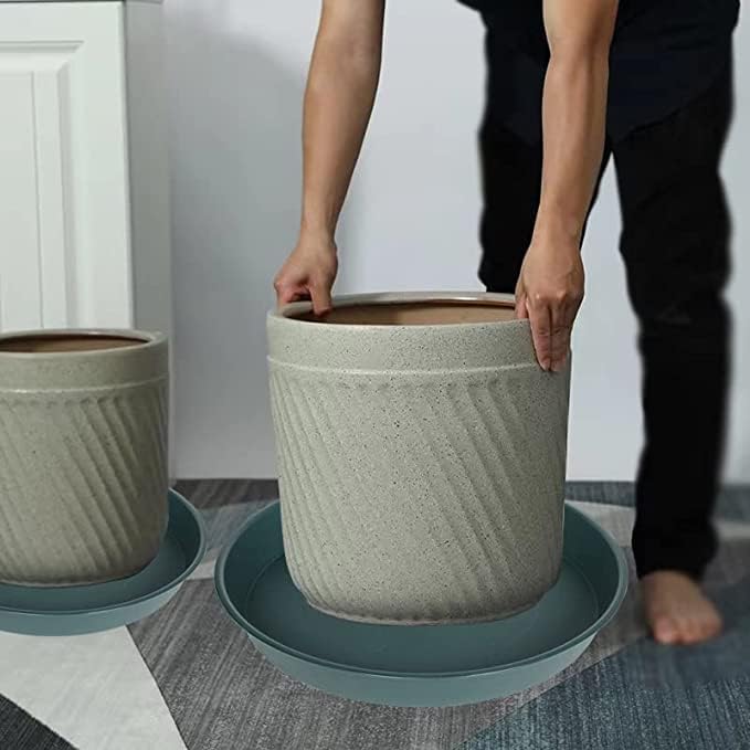 3 Pack of 25 26 inch Plant Saucer (22.7 Inch Base), 4.2" Depth, Large Deep Plastic Flower Planter Water Trays for Indoors Outdoor Bath Bath, Plant Drip Trays for Pot (26", Green)