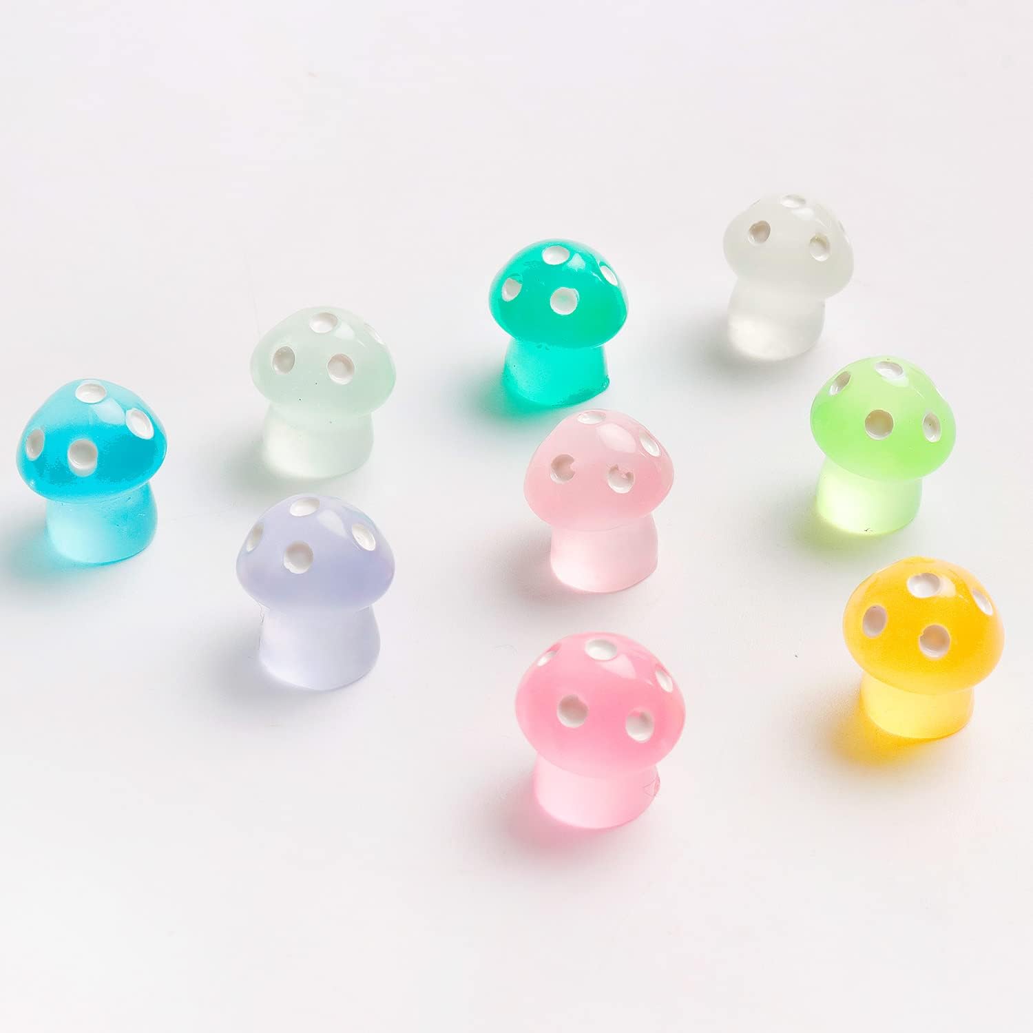 X Hot Popcorn Mini Resin Glow in The Dark Tiny Mushrooms Luminous Mushrooms Decor for Fairy Garden Decoration DIY Craft Micro Landscape 100PCS