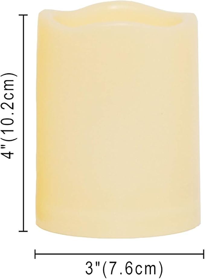 2 Waterproof Outdoor Battery Operated Flameless LED Pillar Candles with Timer Flickering Plastic Resin Electric Decorative Light for Lantern Patio Garden Home Decor Party Wedding Deco 3x4 Inch