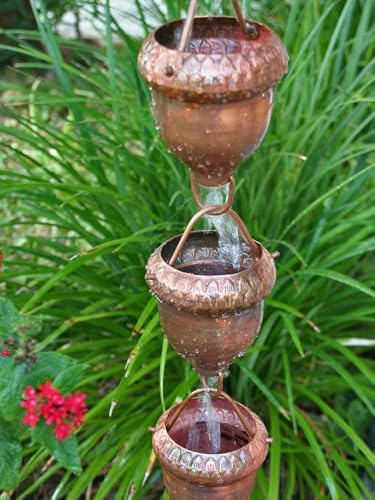 Nutshell Stores Acorn Cups Rain Chain - Copper - 18 Feet