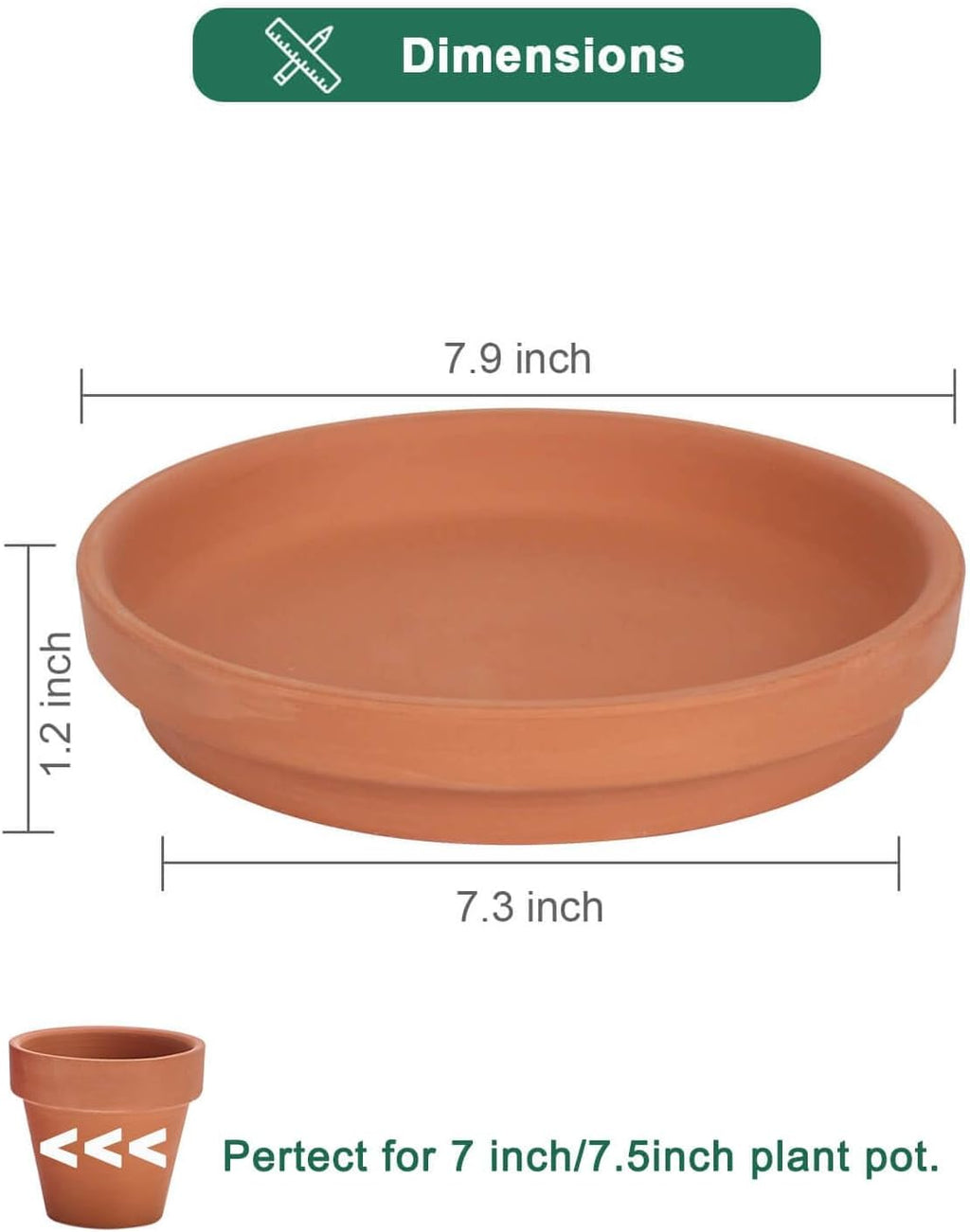 vensovo 8 Inch Terracotta Pot Saucer, 4 Pcs Large Round Plant Saucer for 7 Inch Flower Pot, Drainage Hole, Indoor or Outdoor Use, 7.9 x 7.9 inches, Brown