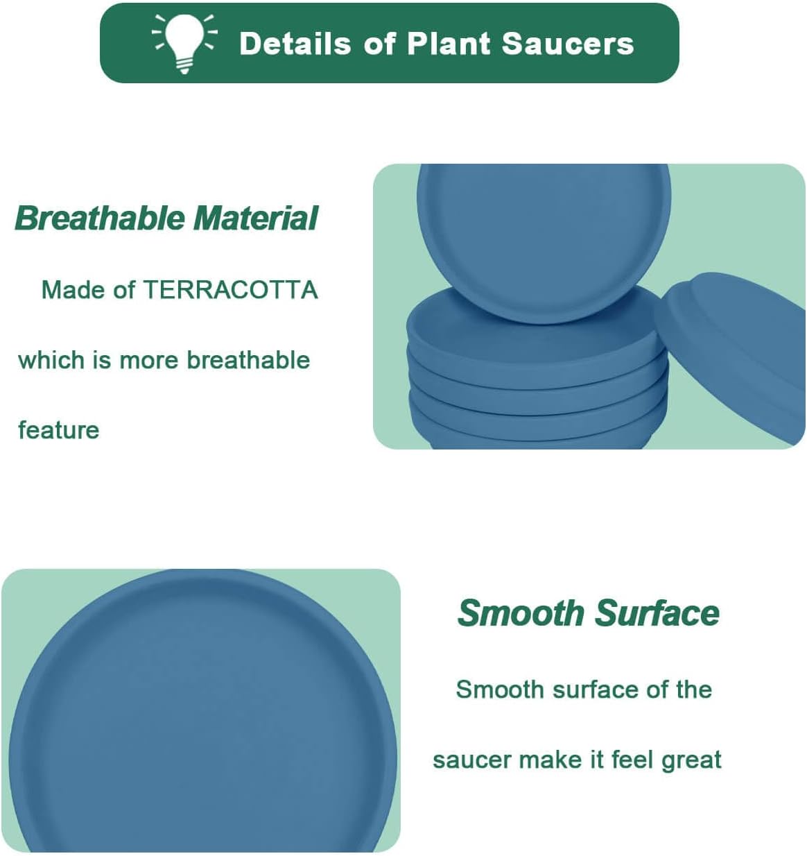 vensovo 3 Inch Steel Blue Terracotta Plant Saucer Pots Tray - 12 pcs Mini Planter Saucers for Indoor & Outdoor Plants, Small Clay Trays Perfect for 2 Inch 2.5Inch Flower Pot