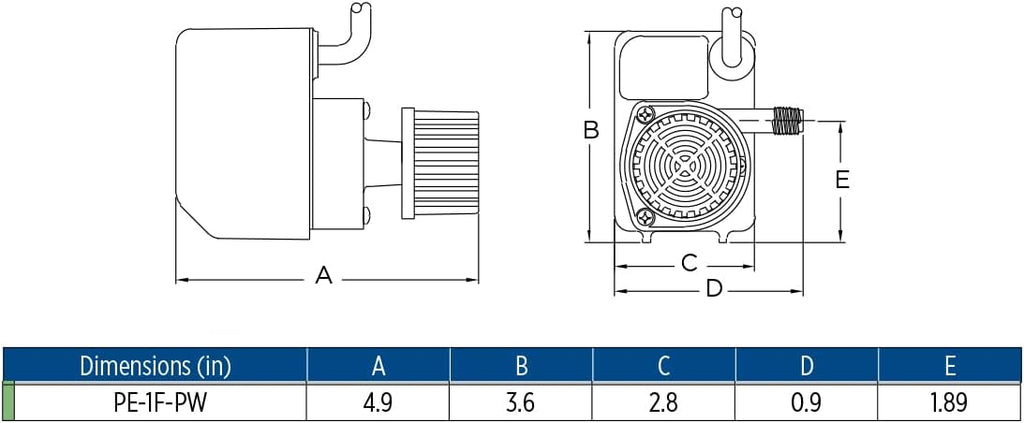 Little Giant PE-1F-PW 115 Volt, 1/125 HP, 170 GPH Submersible Direct Drive Fountain Pump with 15-Ft. Cord, Black, 566608
