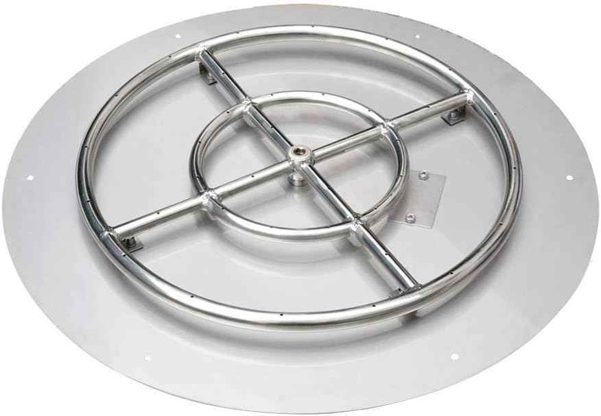 Stanbroil Stainless Steel 18" Round Flat Fire Pit Burner Pan w/12 Fire Ring Installed, BTU 92,000 Max