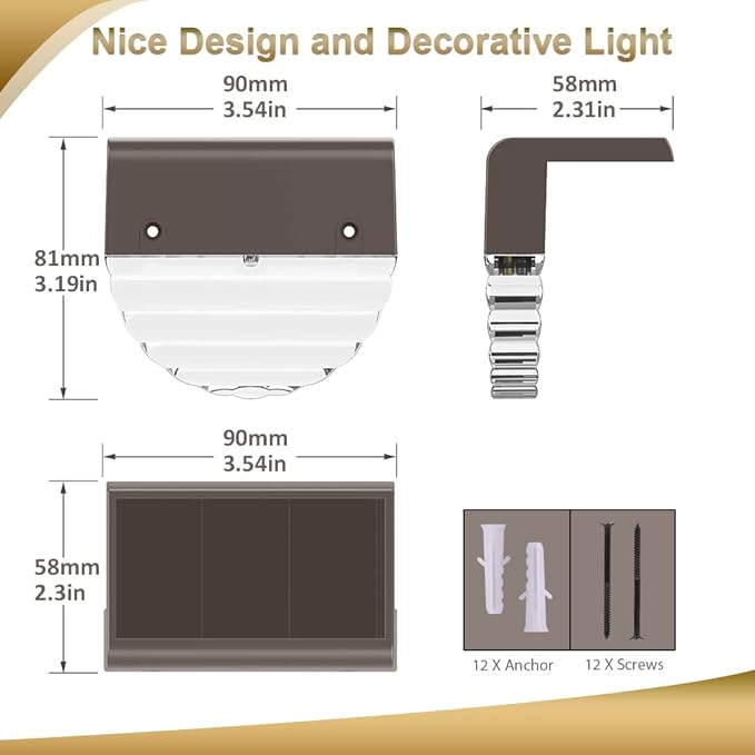 Solar Lights Outdoor, Solar Deck Lights, 6 Pack Solar Fence Step Lights Outdoor Waterproof LED for Outside Patio Stairs Yard Garden Backyard Decor, 10 Lumens,Warm White/Color Changing Lighting