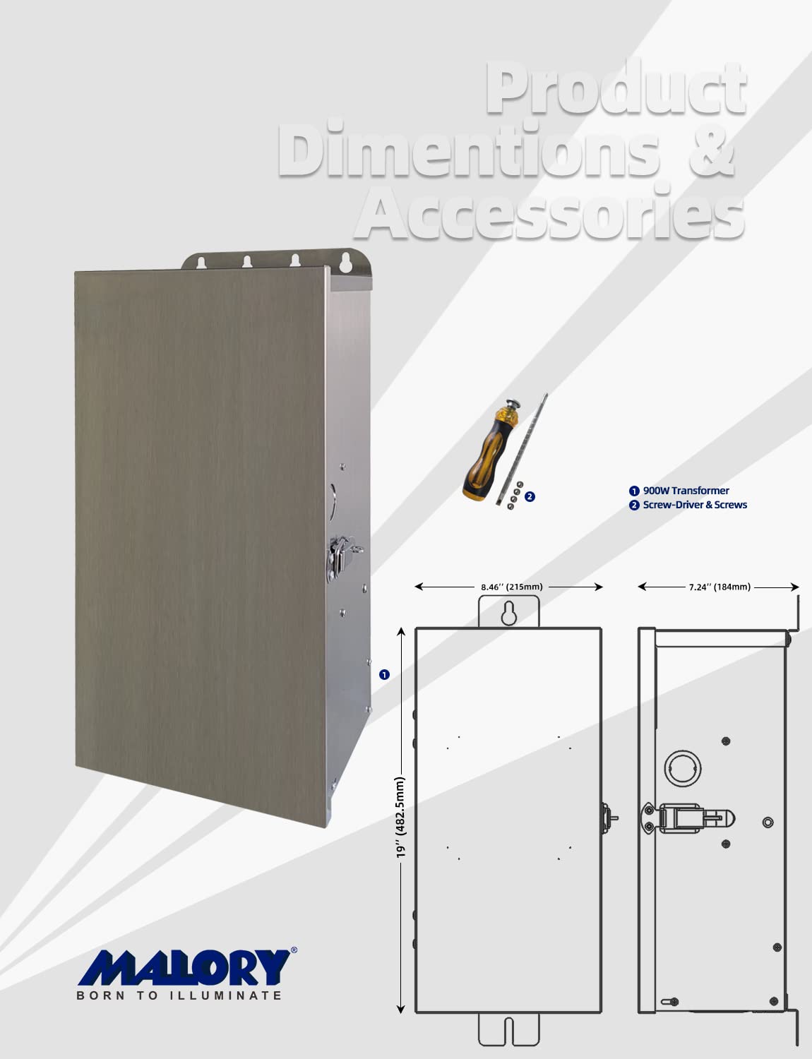 MALORY 900W Low Voltage Transformer for Landscape Lighting(19''H),120V AC to 12/13/14/15/16/17/18/22V Multi-Tap Power Supply for Outdoor Landscape Lights,Yard Lights,Garden Lights(Transformer only)