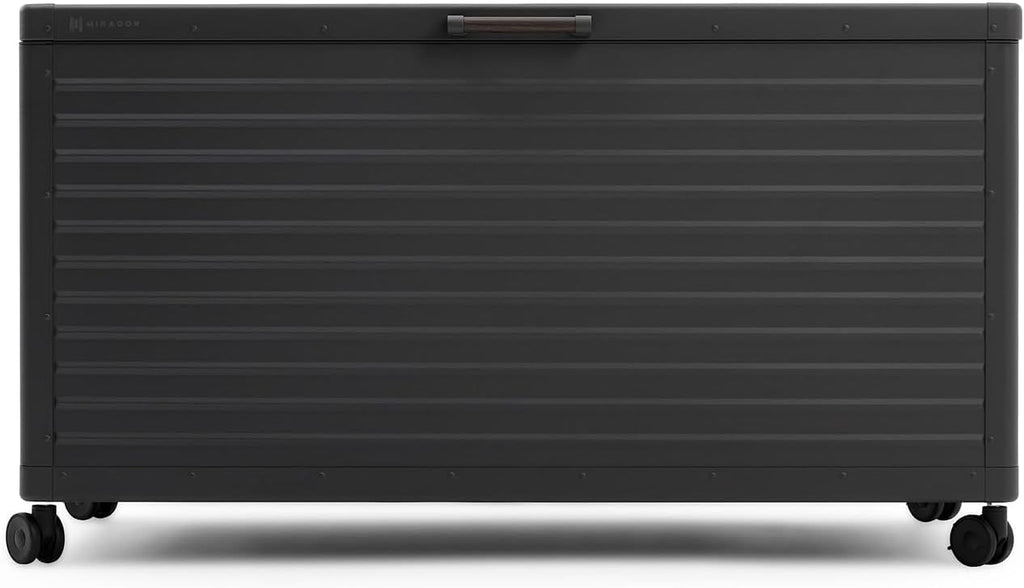 134 Gallon Outdoor Storage Box Waterproof, Metal Deck Box with wheels for Patio Furniture, Garden Tools, Outdoor Cushion, Charcoal