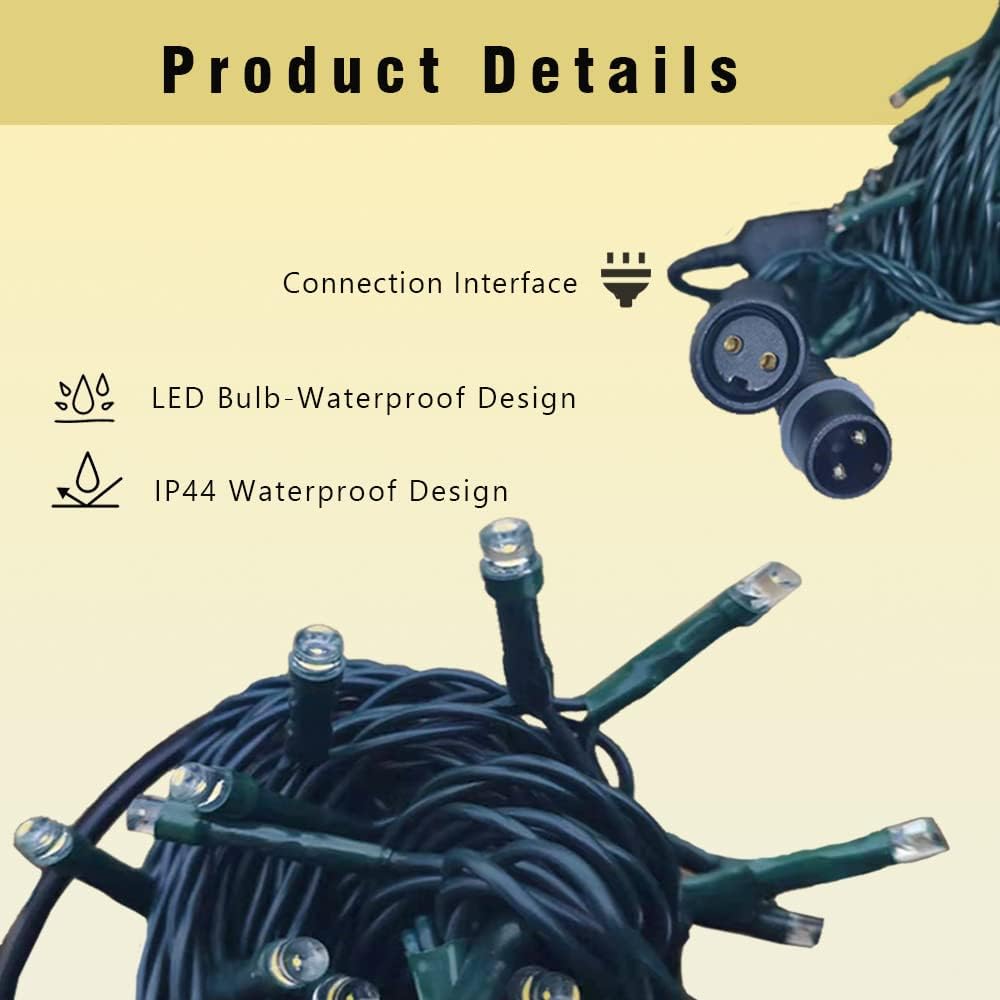 12V Outdoor String Lights（Warm White）- Low Voltage Outdoor String Lights -Works with Low Voltage Landscape Lighting Systems -for Holiday Decorations, Christmas Tree Lights Holiday Party Wedding