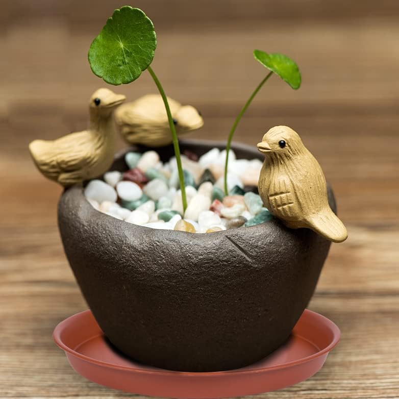 4 Pack of 12 inch Plant Saucer, Heavy Duty Plastic Bird Bath Bowl 12 inch, Plant Tray for Pots, Flower Plant Saucers for Indoors, Plant Trays for Planter 11"/12" (12 inch, Terracotta)