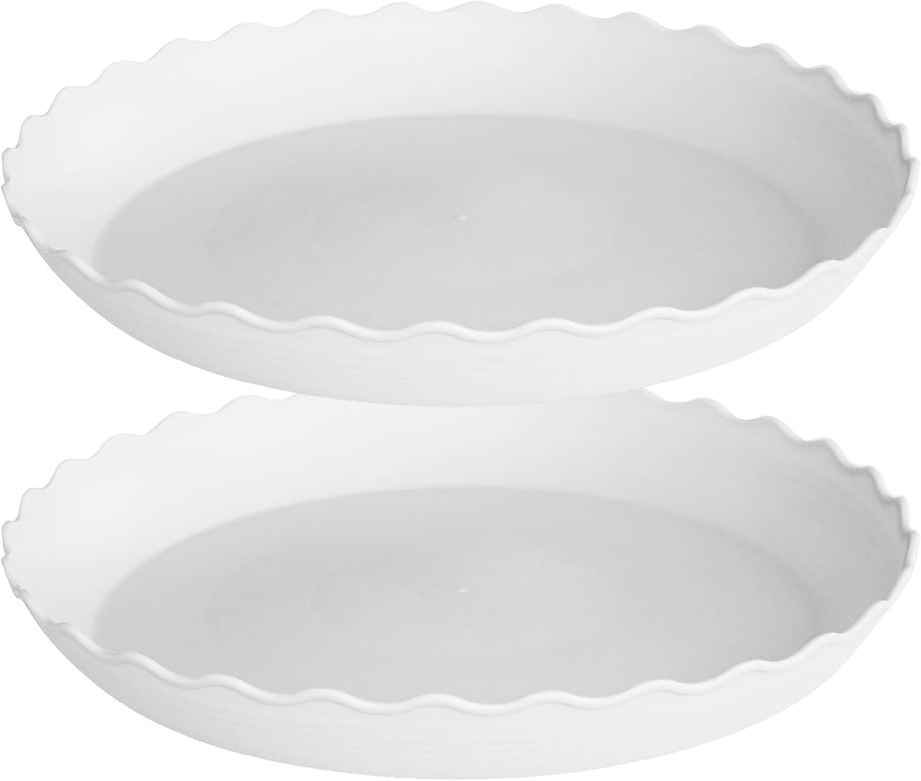 Large Plant Saucer 16 inch, 2 Pack Heavy Sturdy Plastic Plant Tray for Planter, Flower Saucers for Indoors, Flower Pots Saucers, Plant Drainage Tray Round (White)