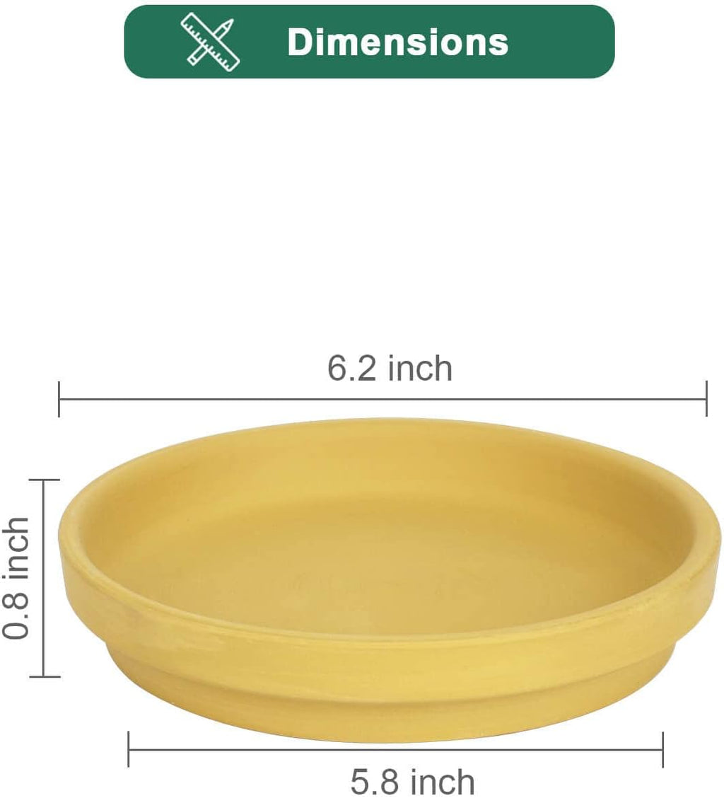vensovo 6 Inch Yellow Terracotta Plant Saucer Pots Tray - 6 Pcs Round Planter Saucers for Indoor & Outdoor Plants, Small Clay Trays Perfect for 5 Inch 5.5 Inch 6 Inch Flower Pot