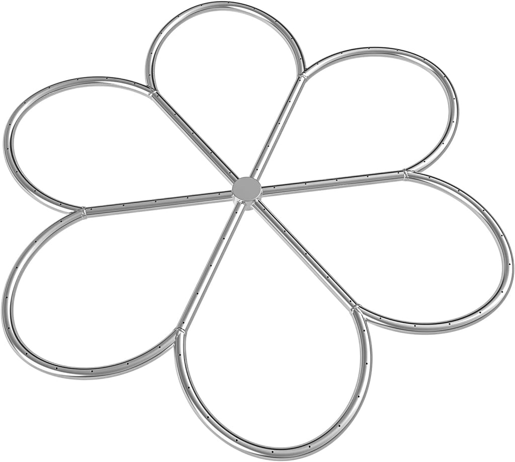 Skyflame 36-Inch Fire Pit Burner, 304 Stainless Steel Flower-Shape Burner Ring for Fire Pit, Natural Gas & Propane Fireplace, Max BTU 443K