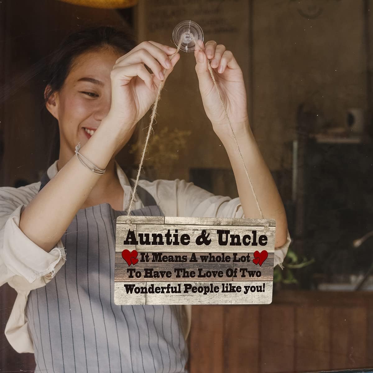 Family Sign Gift Farmhouse Auntie & Uncle it Means a Whole Lot To Have The Love Wooden Hanging Sign Plaque Retro Wall Art Decor Home Decoration 12 x 6 Inches