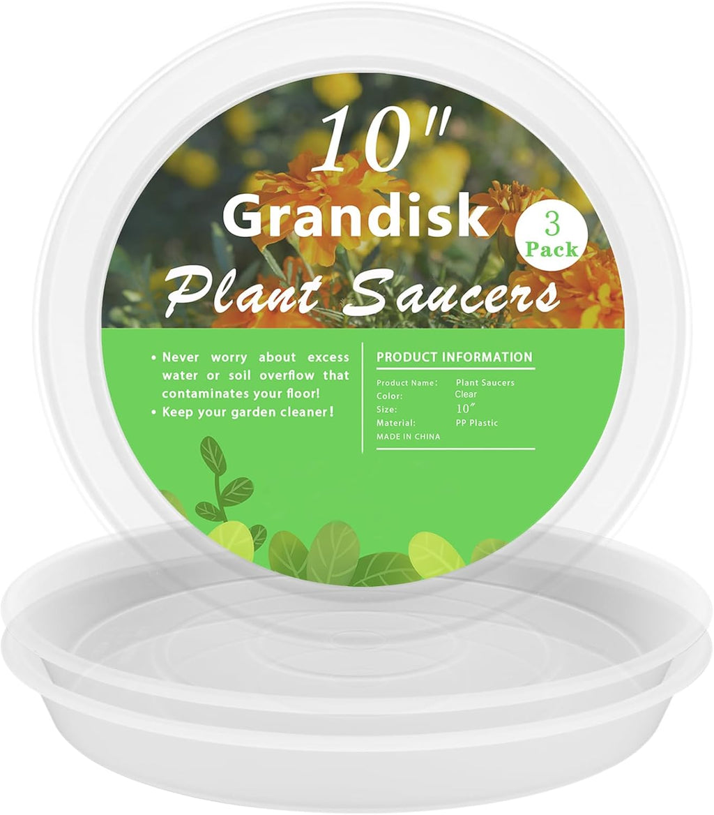 TITE Plant Saucer Heavy Large Planter Durable Thicker Plastic Plant Trays for Indoors and Outdoor,Plant Saucer Drip Trays (Transparent, 10 inch)