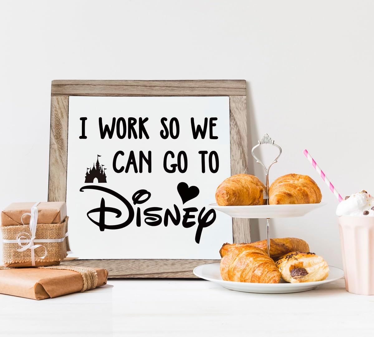Inspirational Wood Signs, Disney Home Décor, Disney Office Décor, House Décor, Rustic House Decor Art, Motivational Office Desk Decor, Farmhouse Home Decoration, I Work So We Can Go to Disney