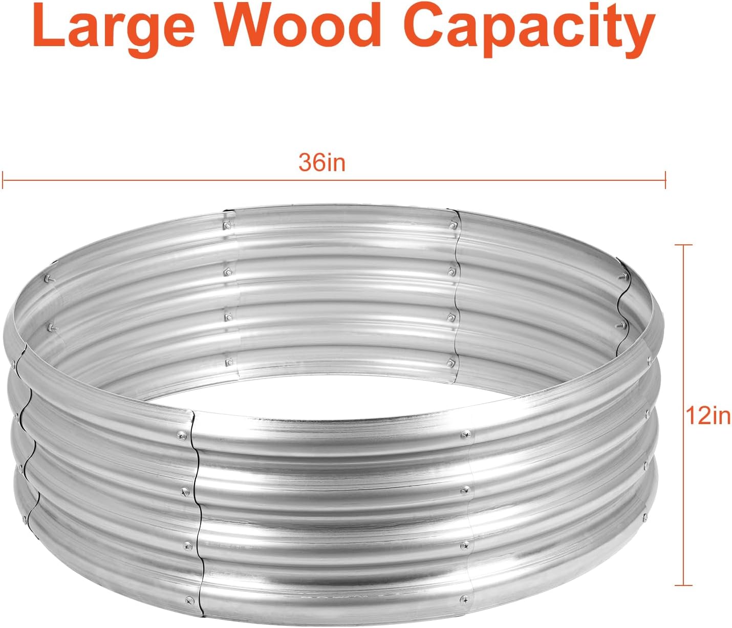 OUSHENG Galvanized Fire Pit Ring for Outside Wood Burning, Metal Firepit Liner for Above Ground Outdoor Camping Beach Backyard Park